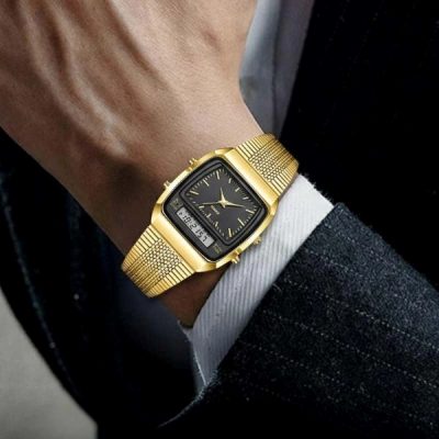 Ceas retro pătrat cu dublu afișaj | ROLOTIME